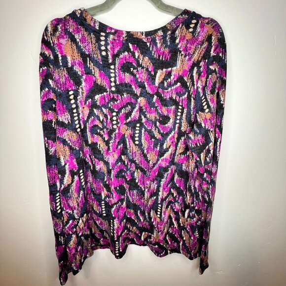 NZT Sweet Dreams Long Sleeve Printed Vines Tee XXL Pink Multi Soft Knit NWT - Picture 7 of 9